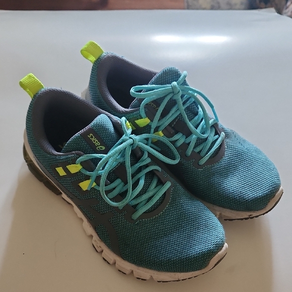 Asics Shoes - Asics Womens' Teal and Neon Green Sneakers